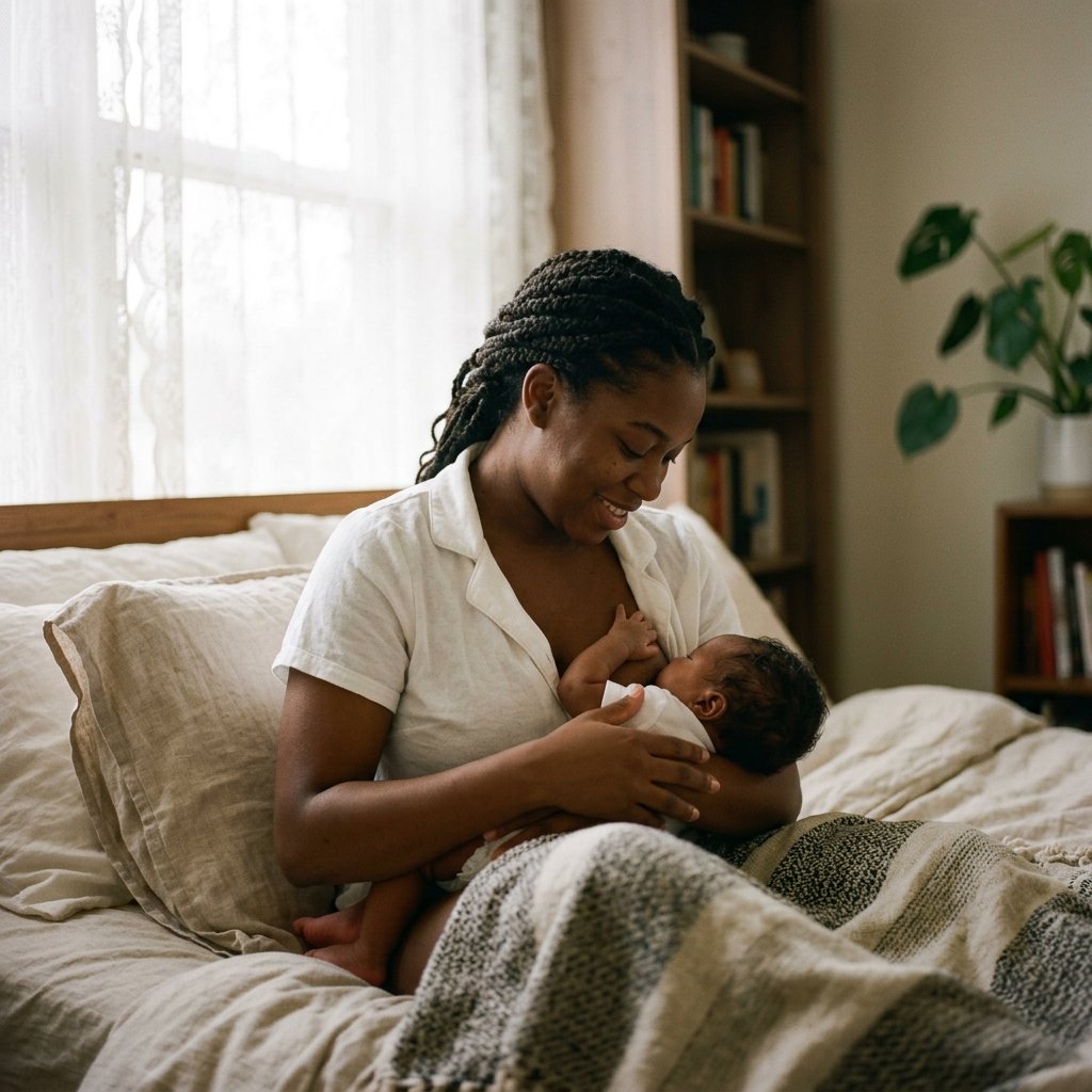 Mãe amamentando seu bebê com carinho — cuidado e acolhimento Mama Baby
